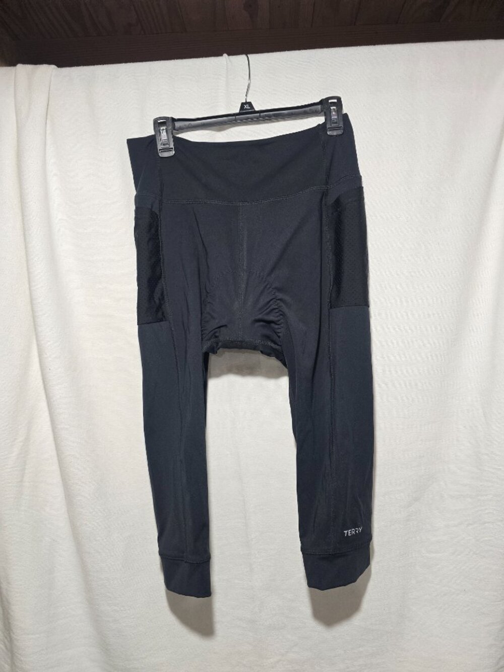 Terry Cycling Capris Women's XL Black Padded Bike Pants Side Pockets GUC